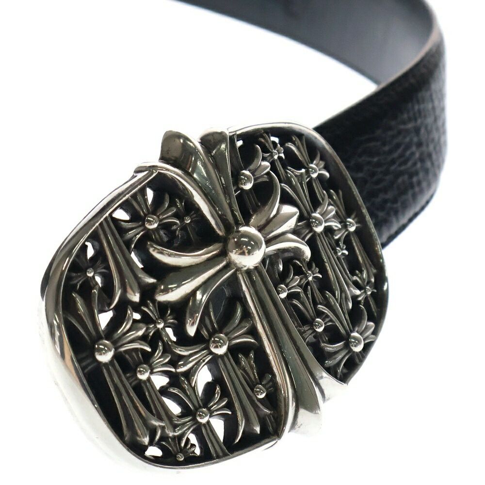 Chrome Hearts Cemetery Cross Belt Buckle Leather Belt
