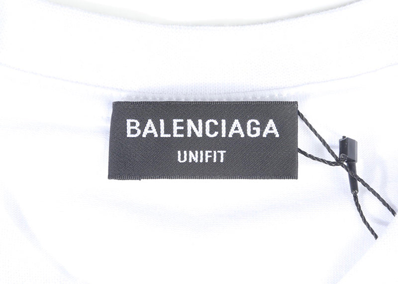 Balenciaga Paint Spray Pink Embroidery Logo T-shirt White