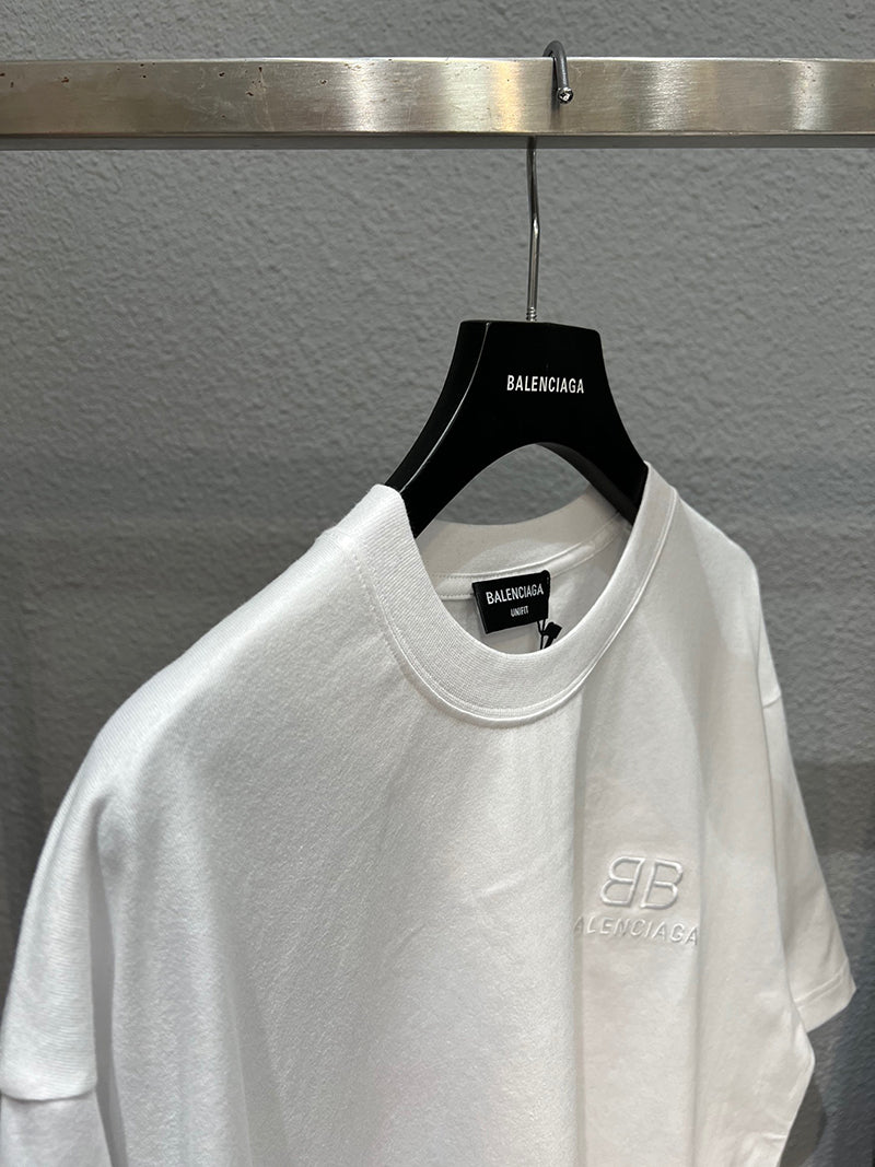 Balenciaga Paint Spray Pink Embroidery Logo T-shirt White