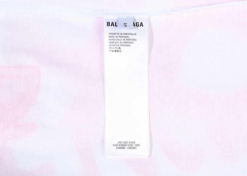 Balenciaga Paint Spray Pink Embroidery Logo T-shirt White