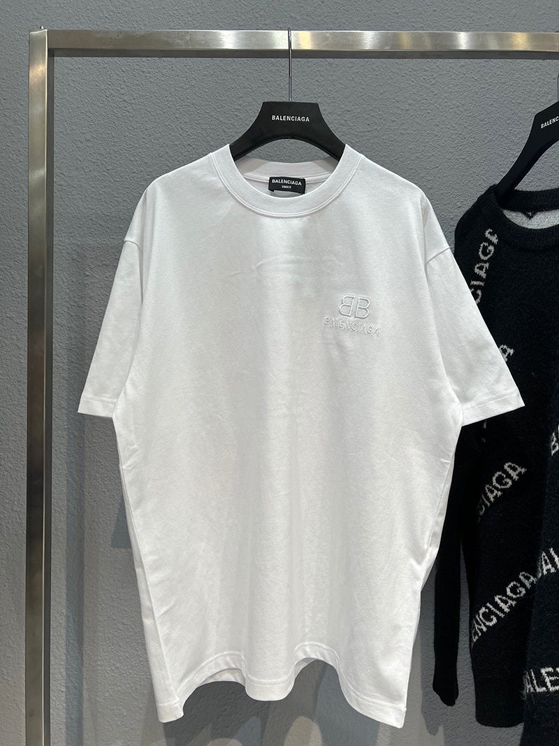 Balenciaga Paint Spray Pink Embroidery Logo T-shirt White