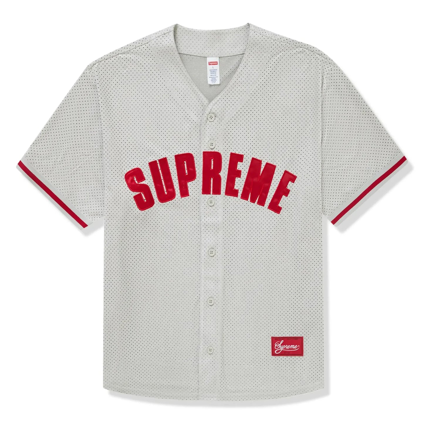 Supreme Ultrasuede Mesh Baseball Jersey Grey