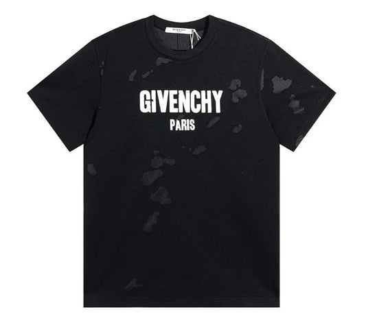 GIVENCHY Paris Distressed Logo T Shirt Black/White