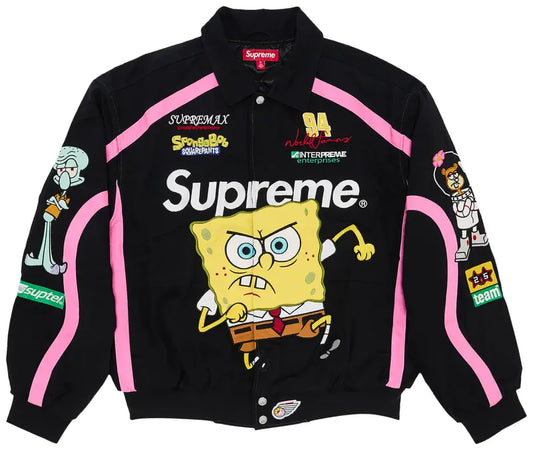 Supreme SpongeBob SquarePants Jeff Hamilton Racing Jacket Black