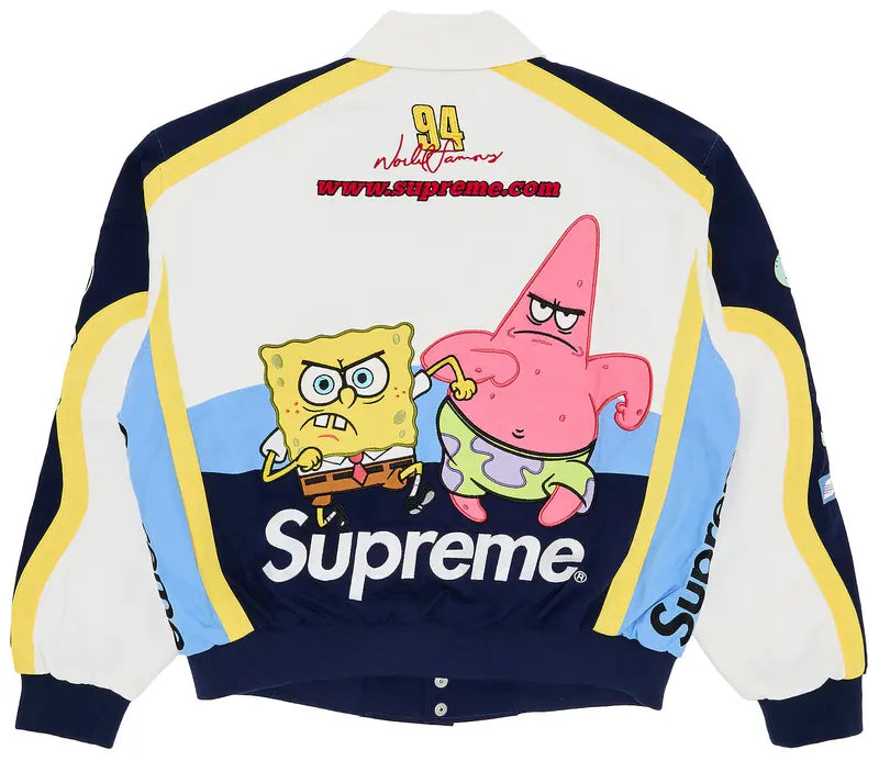 Supreme SpongeBob SquarePants Jeff Hamilton Racing Jacket White