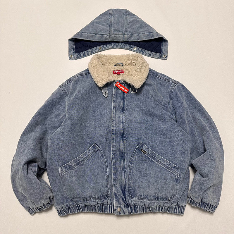 Supreme Faux Shearling Lined Bomber Jacket Denim