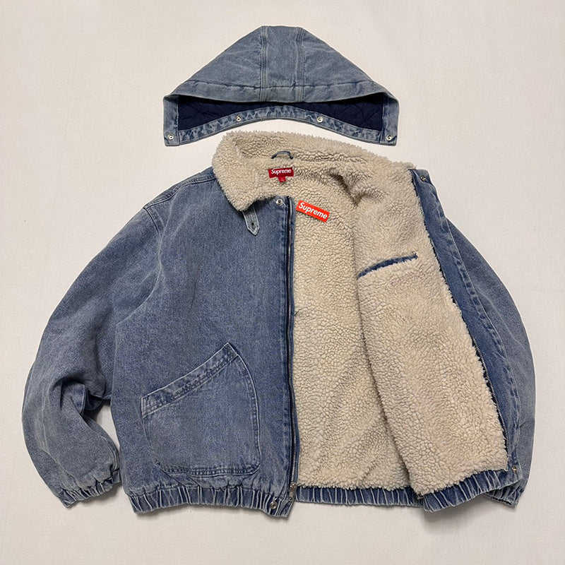 Supreme Faux Shearling Lined Bomber Jacket Denim