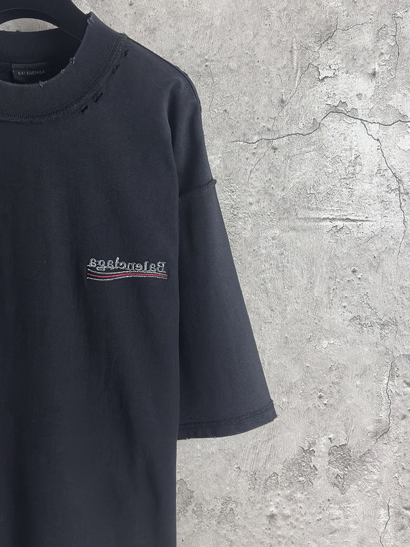 Balenciaga Political Reverse Logo T Shirt Black