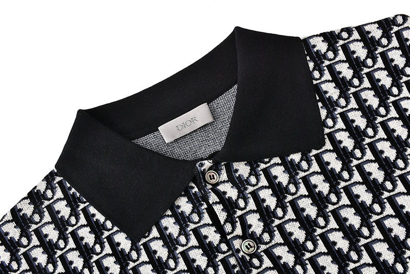 DIOR Oblique Polo Jacquard Black Shirt