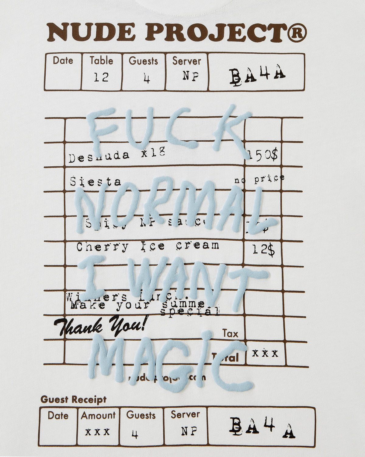 Nude Project White Fuck Normal T-Shirt