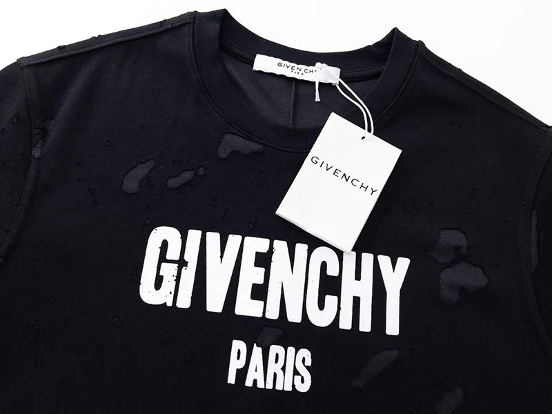 GIVENCHY Paris Distressed Logo T Shirt Black/White