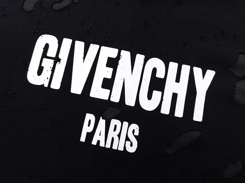 GIVENCHY Paris Distressed Logo T Shirt Black/White