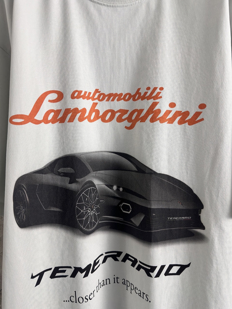 Balenciaga Automobil Lamborghini Boxing T-shirt Dirty White