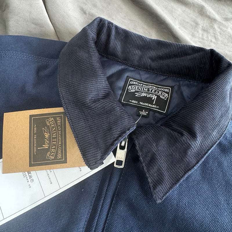 Denim Tears x Stussy Never Renege Canvas Work Jacket Navy/Black