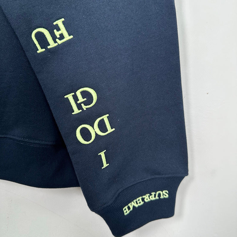 Supreme IDGAF Zip Up Hooded Sweatshirt Navy