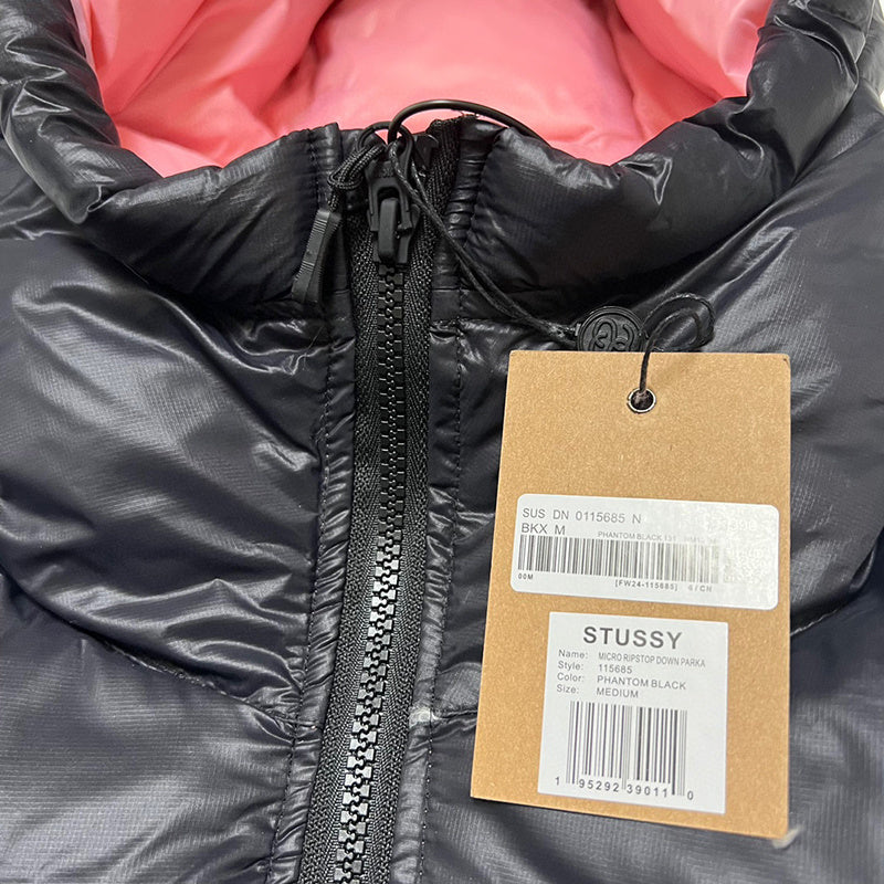 Stussy Micro Ripstop Down Parka Jacket Black Pink