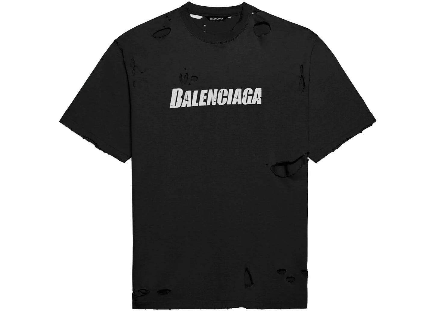 Balenciaga Caps Destroyed Flatground T-shirt Black