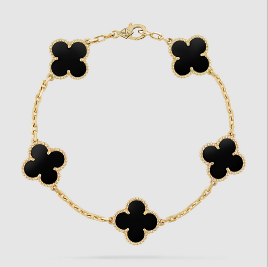 Van Cleef Vintage Alhambra bracelet, 5 motifs Onyx