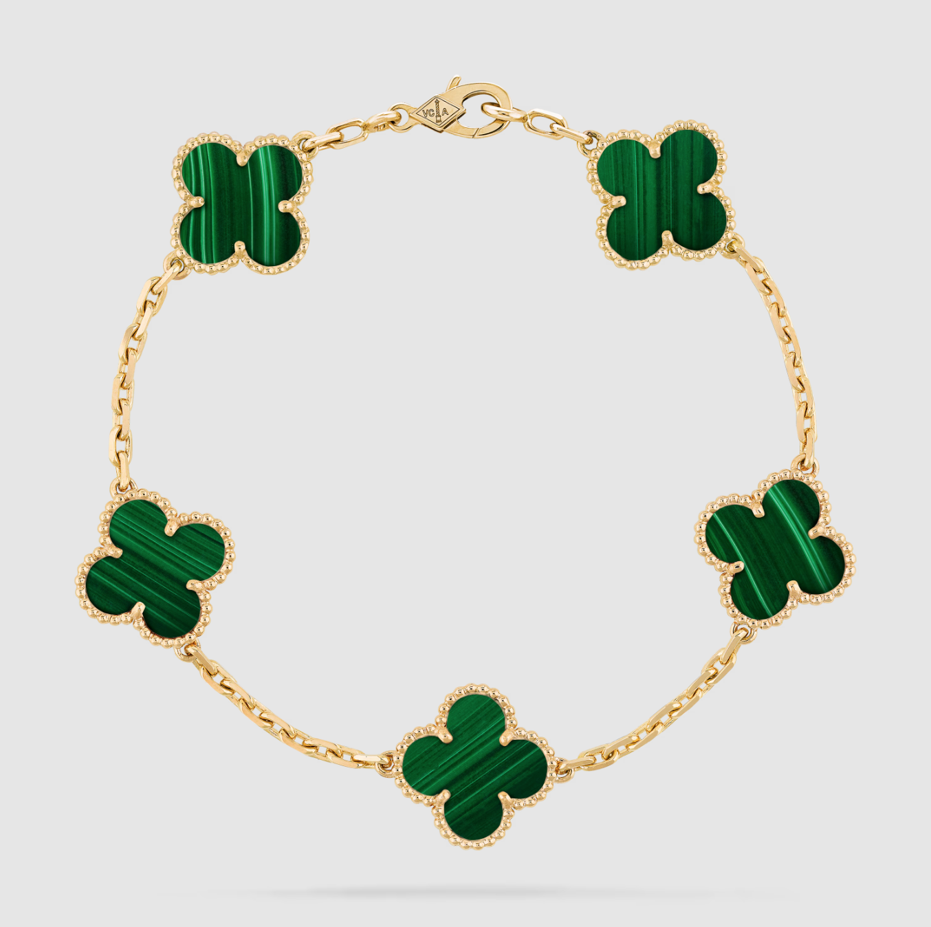 Van Cleef Vintage Alhambra bracelet, 5 motifs Malachite