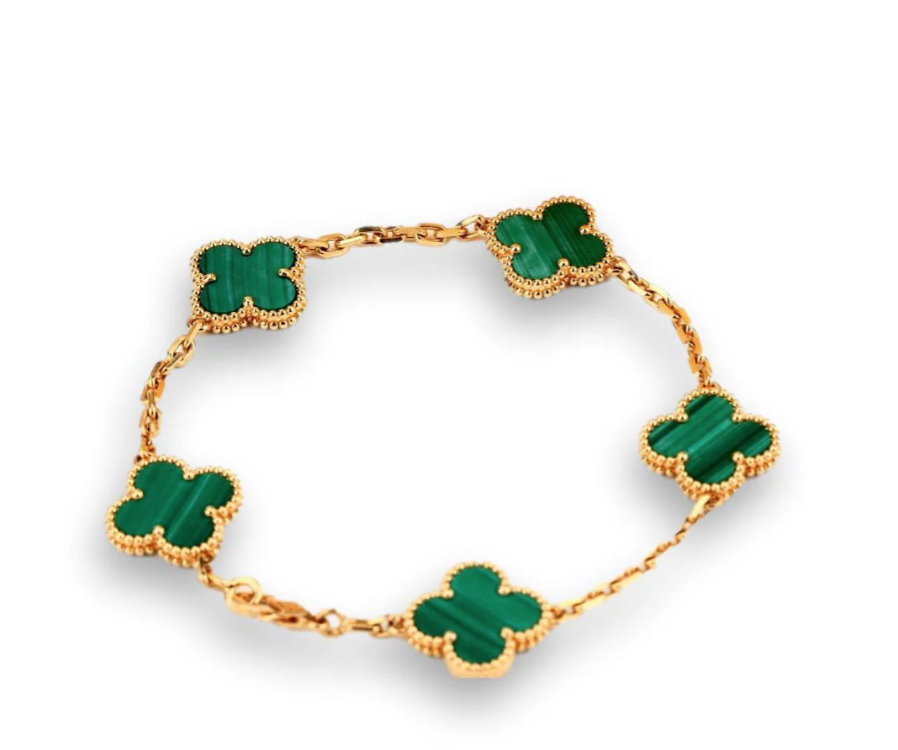 Van Cleef Vintage Alhambra bracelet, 5 motifs Malachite