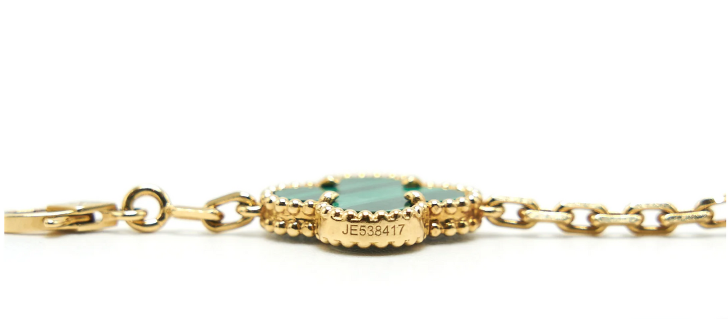 Van Cleef Vintage Alhambra bracelet, 5 motifs Malachite