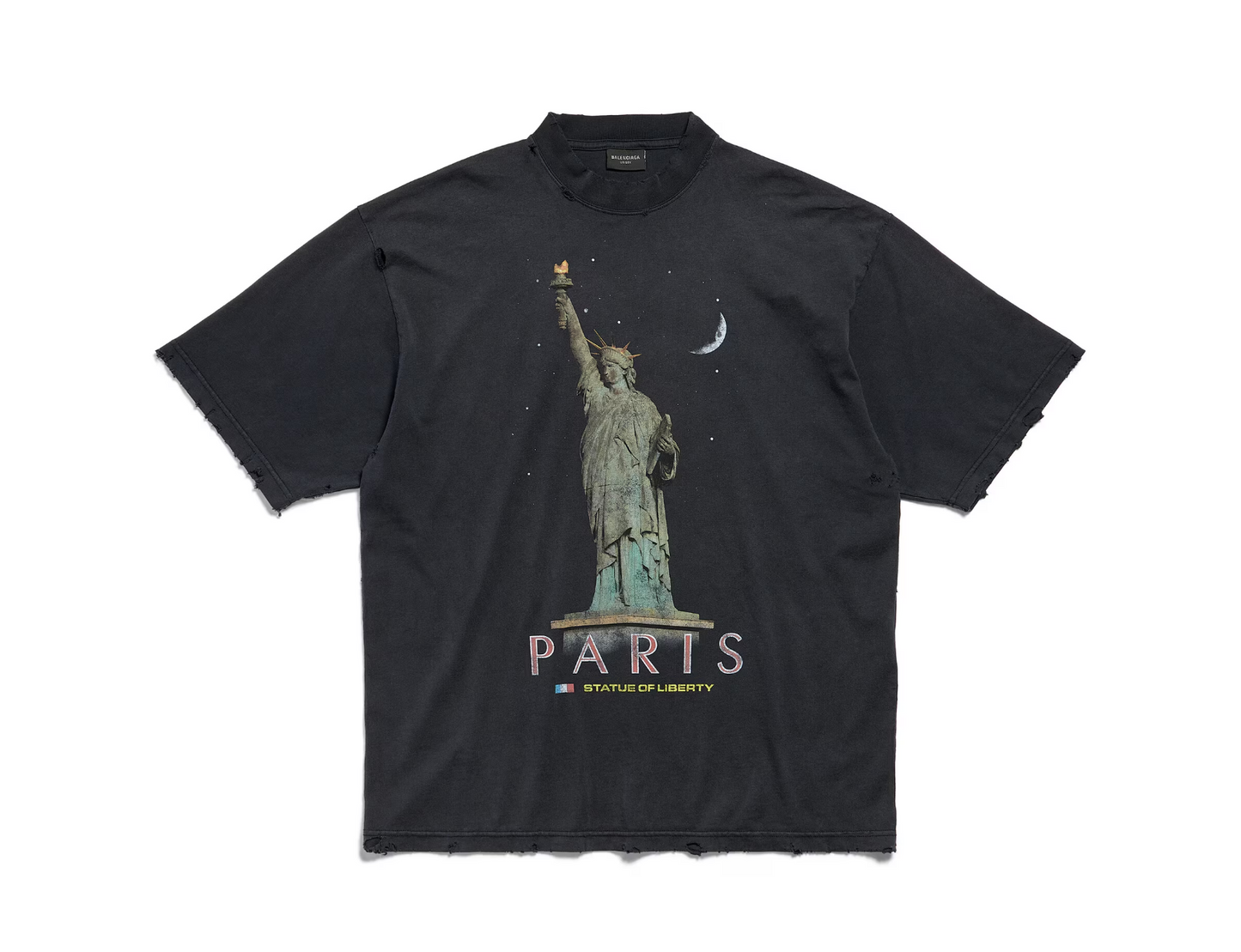 Balenciaga Paris Liberty T-Shirt Medium Fit in black vintage jersey