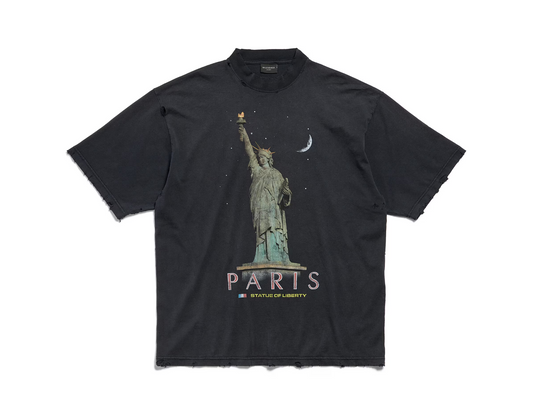 Balenciaga Paris Liberty T-Shirt Medium Fit in black vintage jersey