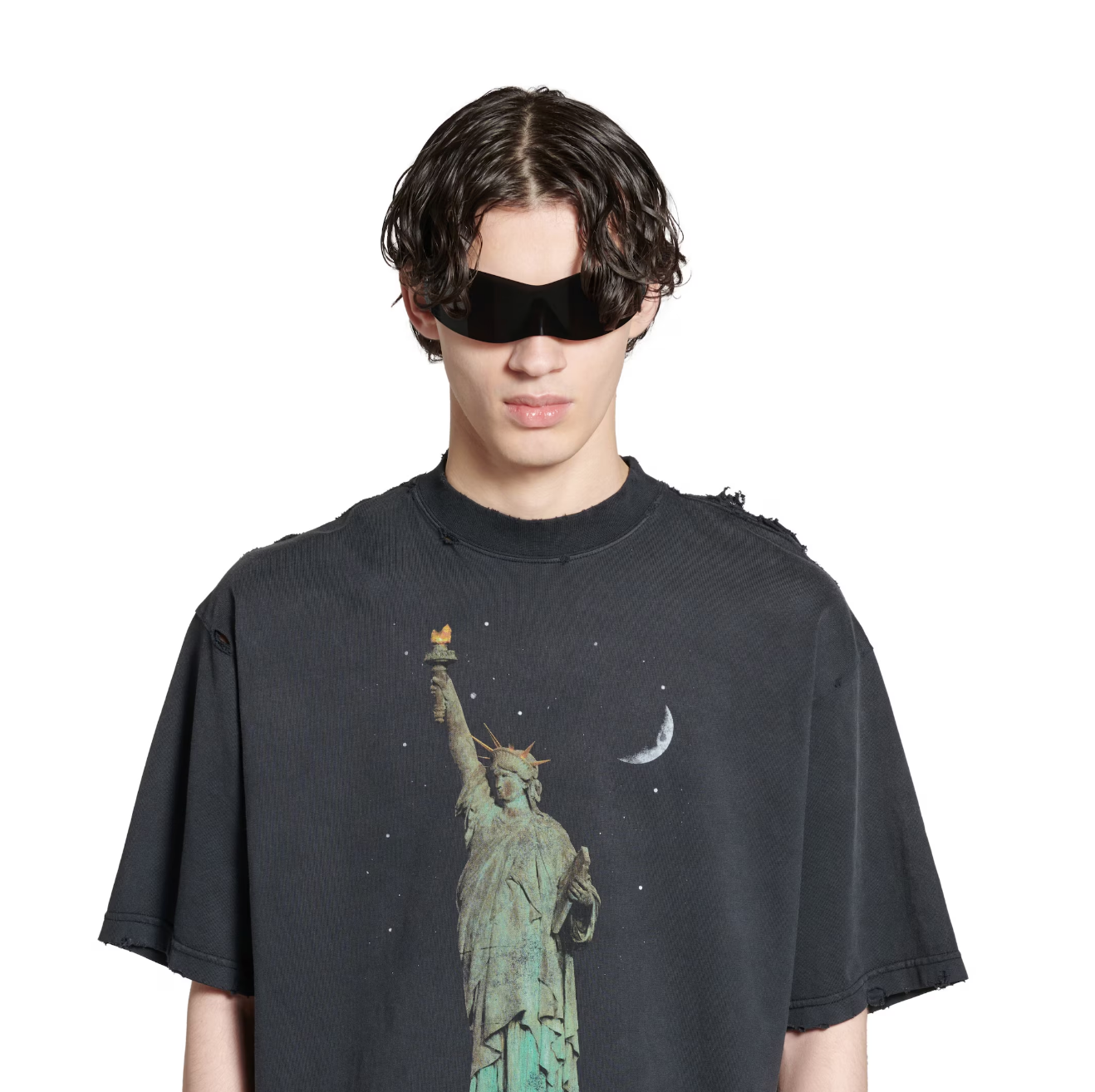 Balenciaga Paris Liberty T-Shirt Medium Fit in black vintage jersey