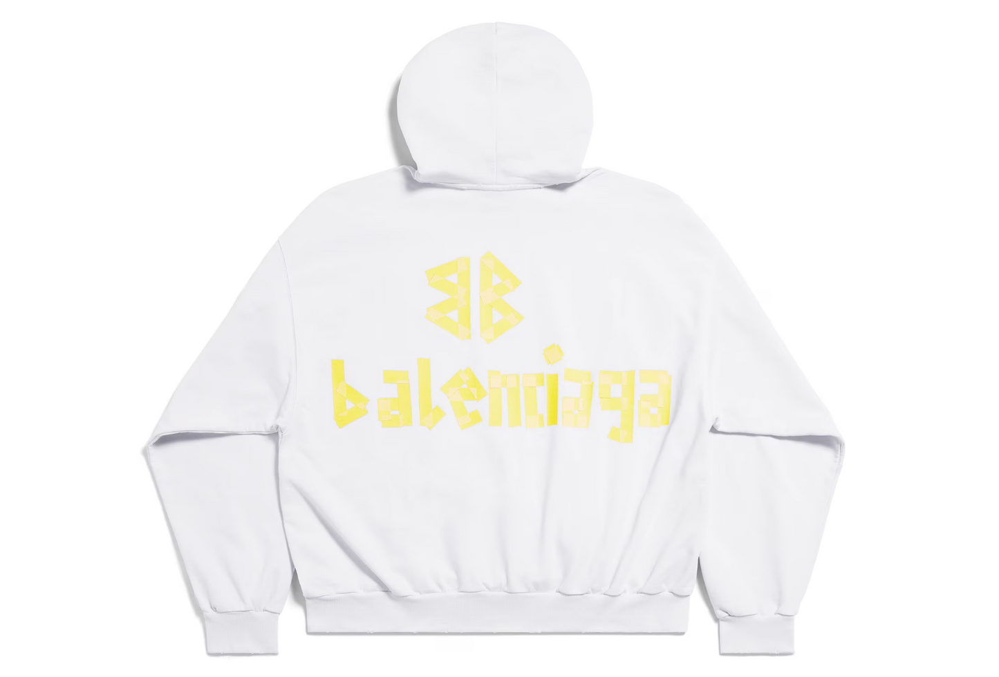 Balenciaga Tape Type Ripped Pocket Hoodie Large Fit in White