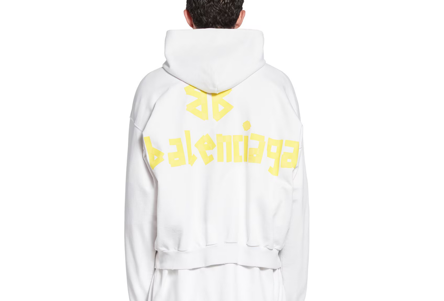 Balenciaga Tape Type Ripped Pocket Hoodie Large Fit in White