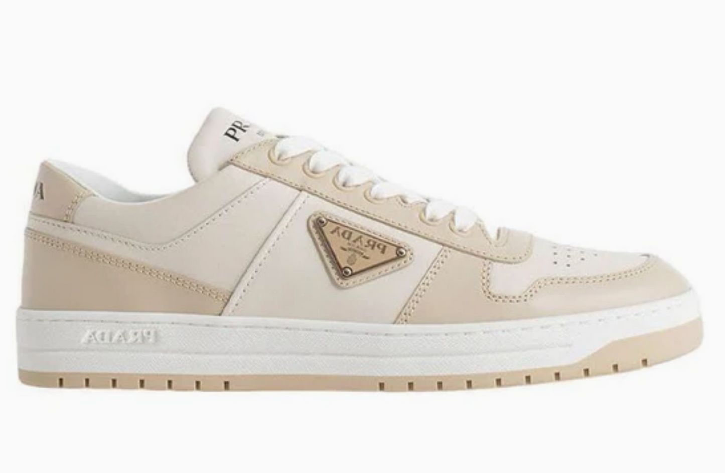 PRADA Downtown Leather Sneakers 'Beige'