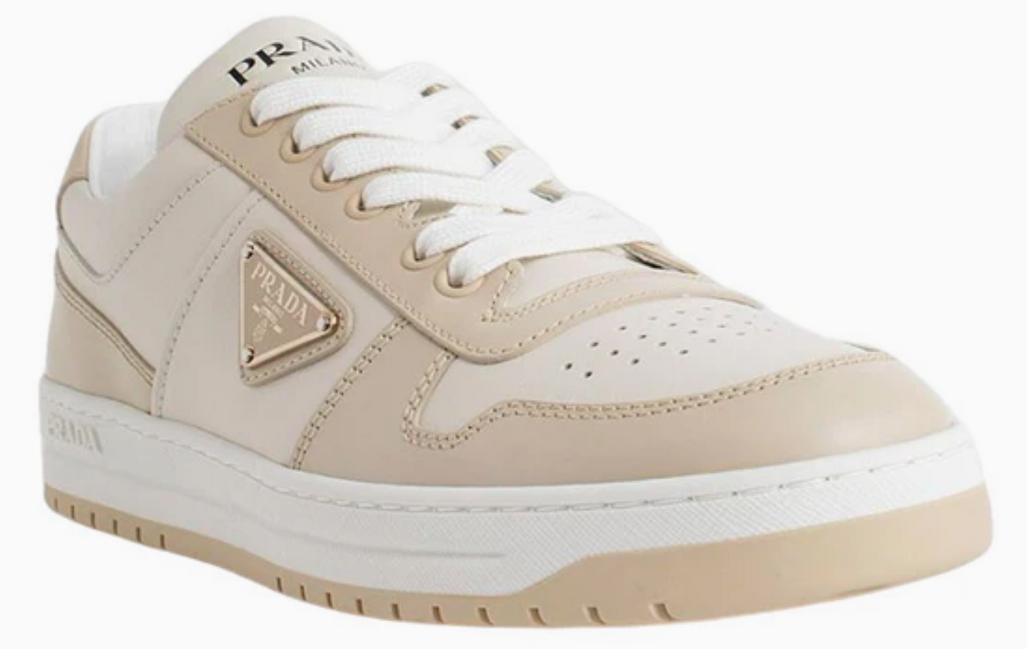 PRADA Downtown Leather Sneakers 'Beige'