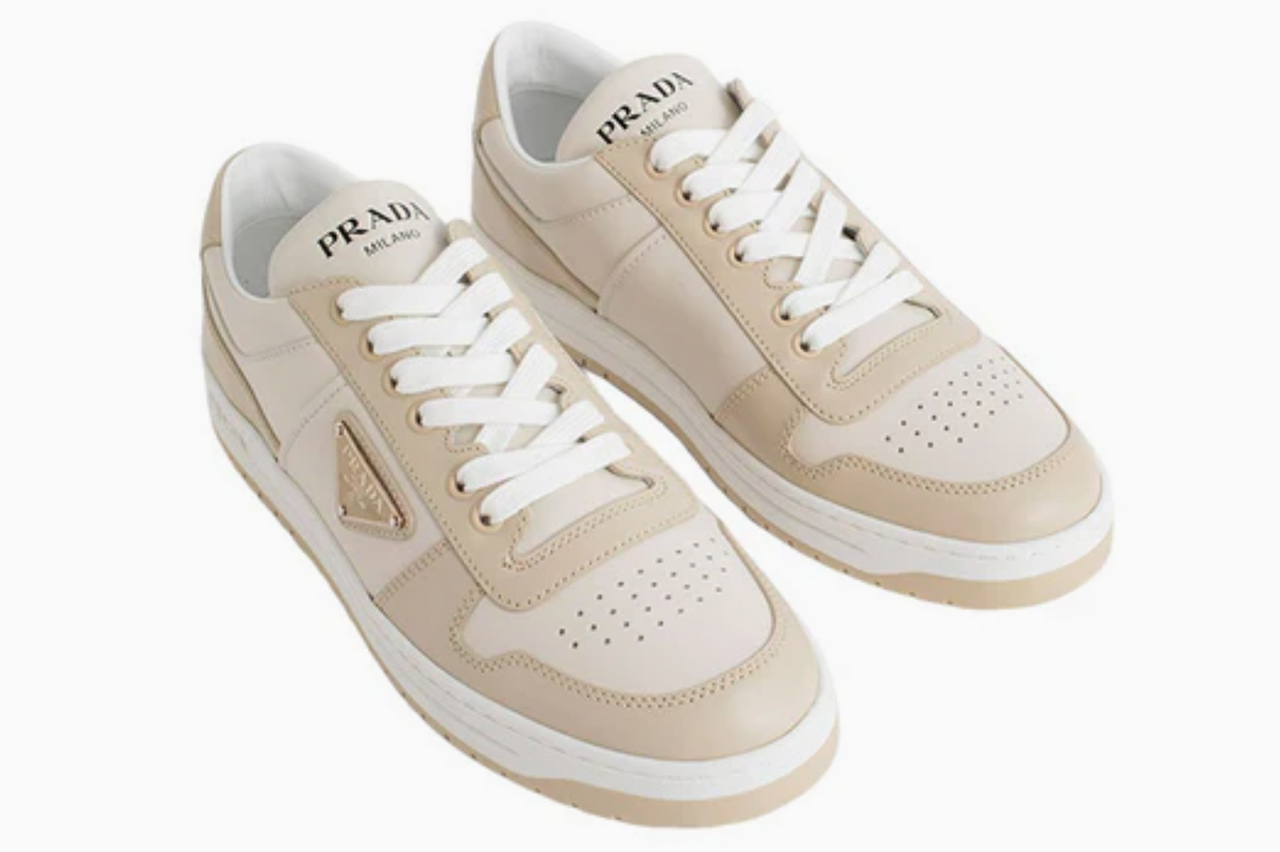 PRADA Downtown Leather Sneakers 'Beige'