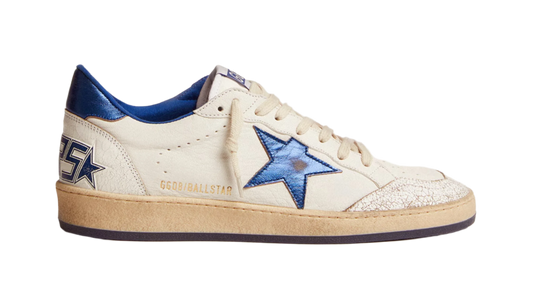 Golden Goose Ball Star in white nappa leather with a blue star and heel