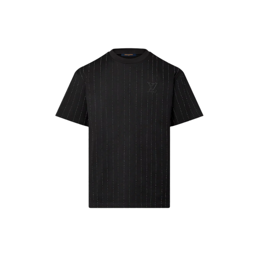 Louis Vuitton Crystal Embellished Cotton T-Shirt Black