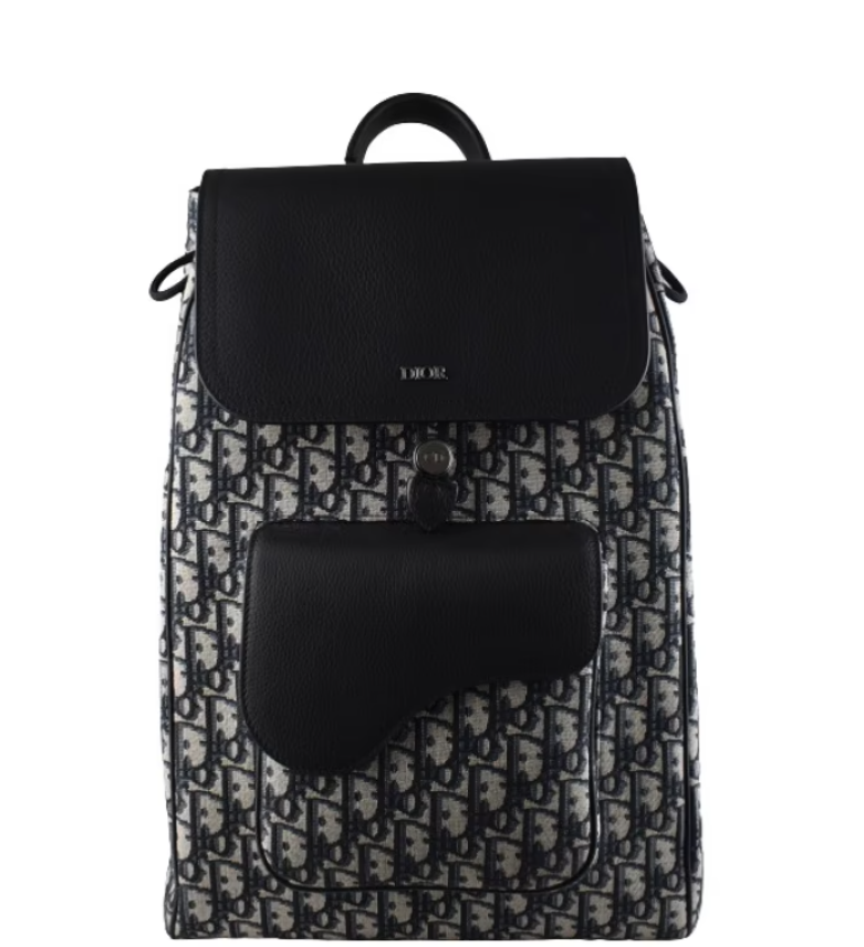 Dior  Oblique Beige Saddle Backpack