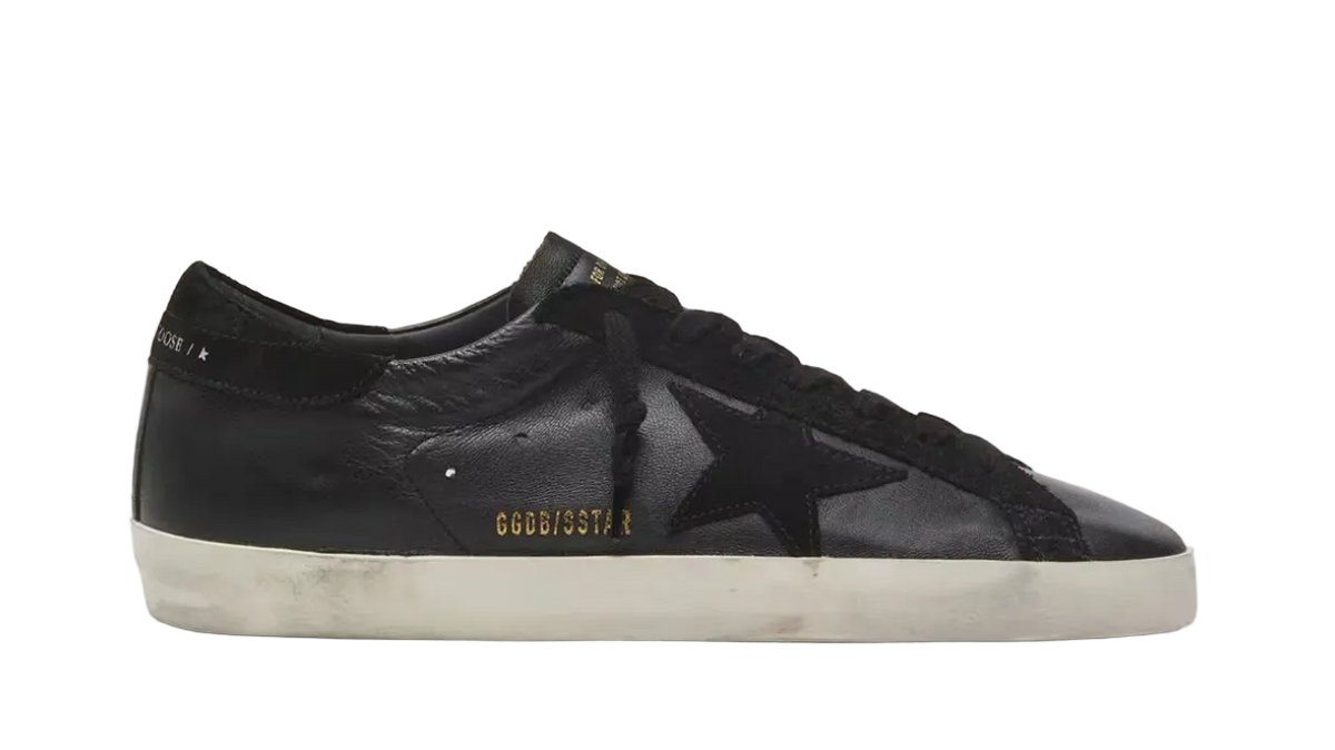 Golden Goose Super-Star in black nappa with black suede star and heel tab