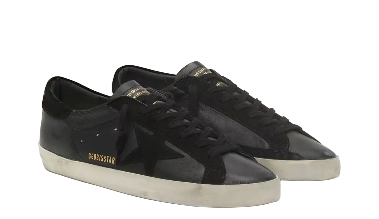 Golden Goose Super-Star in black nappa with black suede star and heel tab