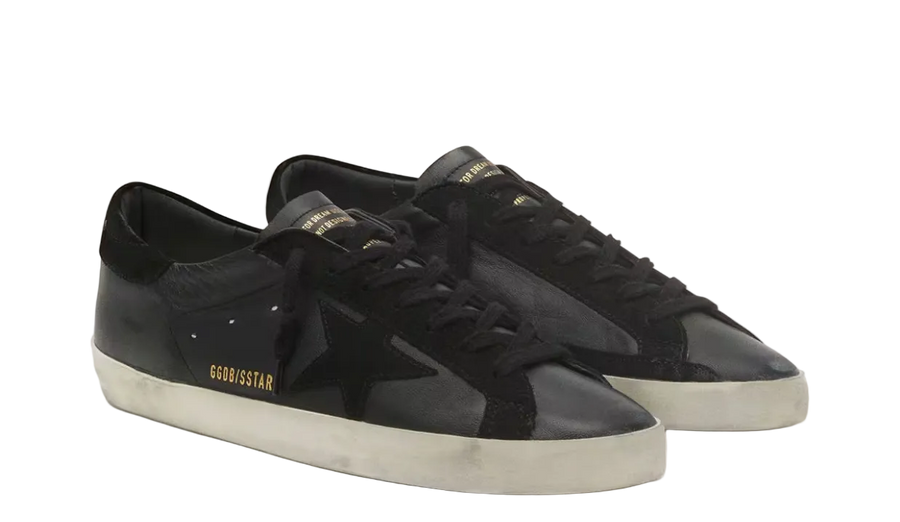 Golden Goose Super-Star in black nappa with black suede star and heel tab