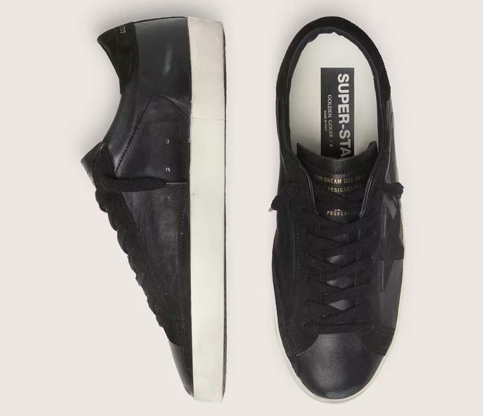 Golden Goose Super-Star in black nappa with black suede star and heel tab