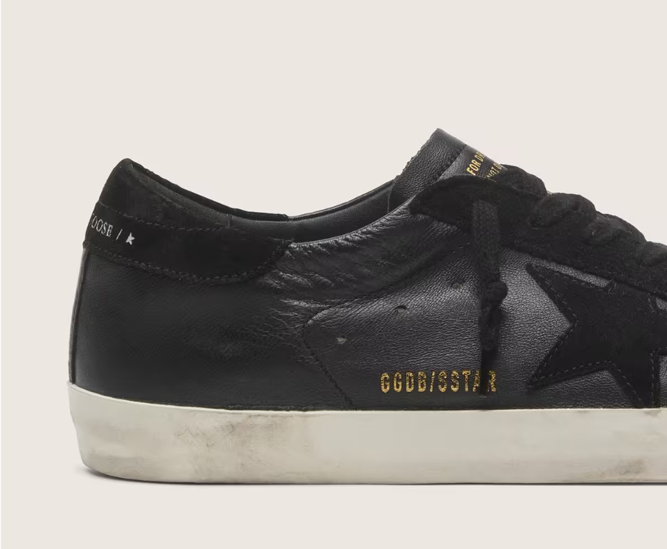 Golden Goose Super-Star in black nappa with black suede star and heel tab