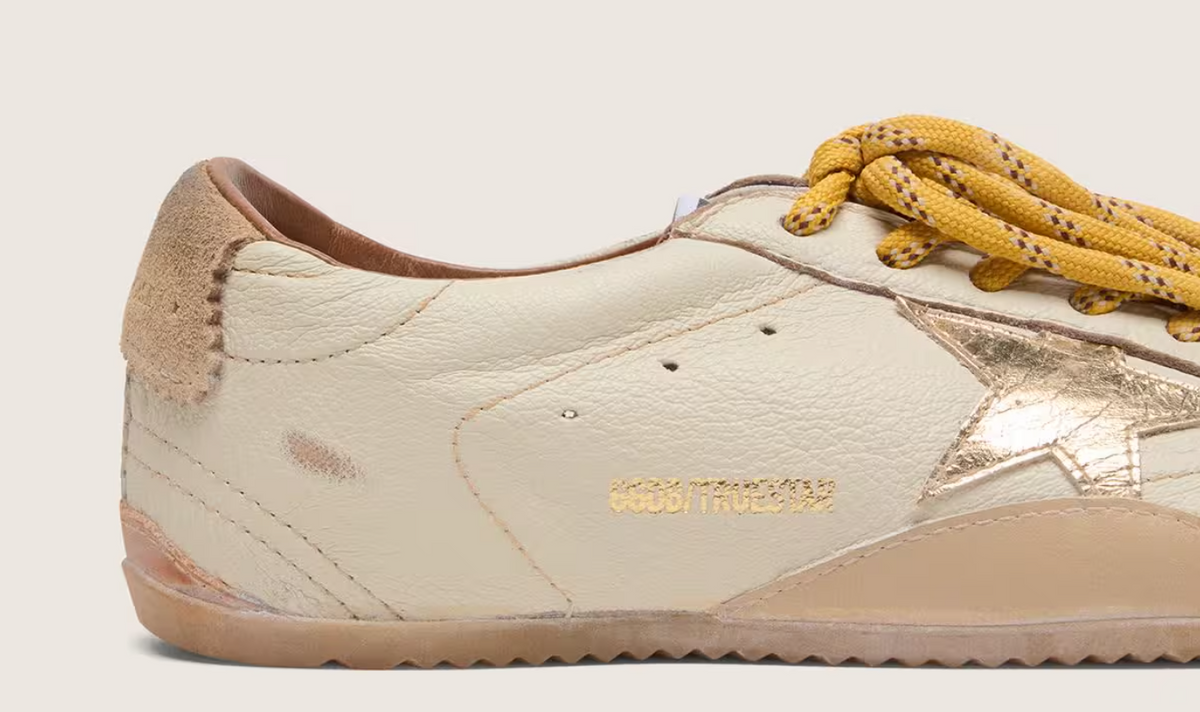 Golden Goose True Star White nappa leather gold star beige suede