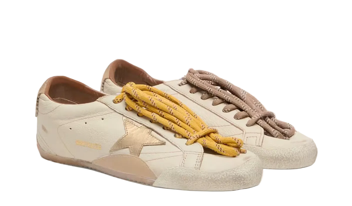 Golden Goose True Star White nappa leather gold star beige suede