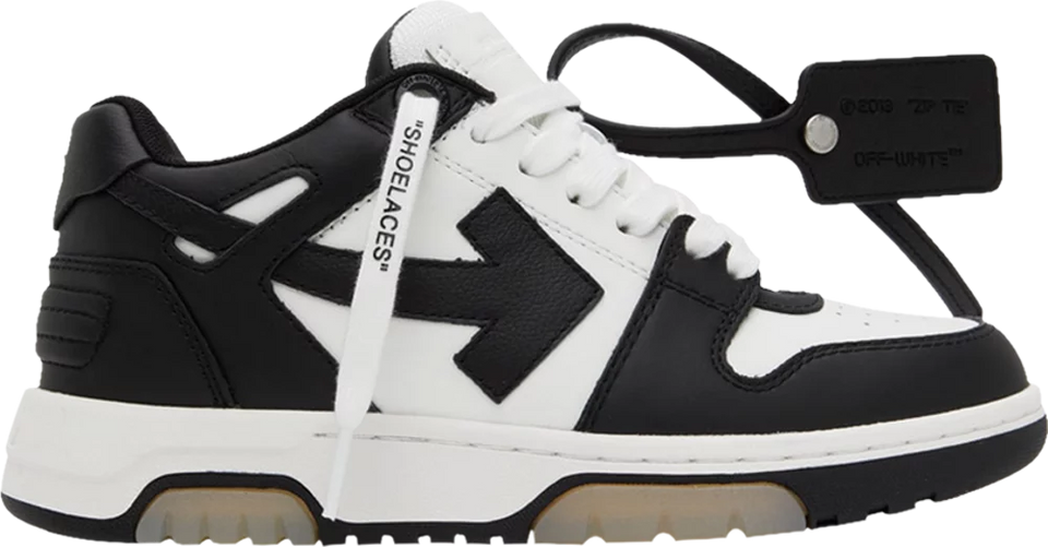 Off-White Out of Office 'Black White' Leather Zip Tie