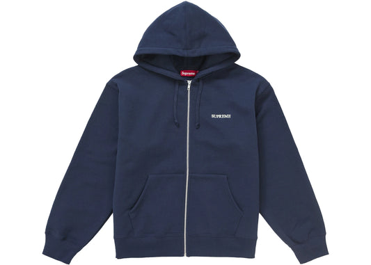 Supreme IDGAF Zip Up Hooded Sweatshirt Navy