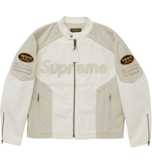 Supreme Vanson Leathers Cordura Cotton Jacket White