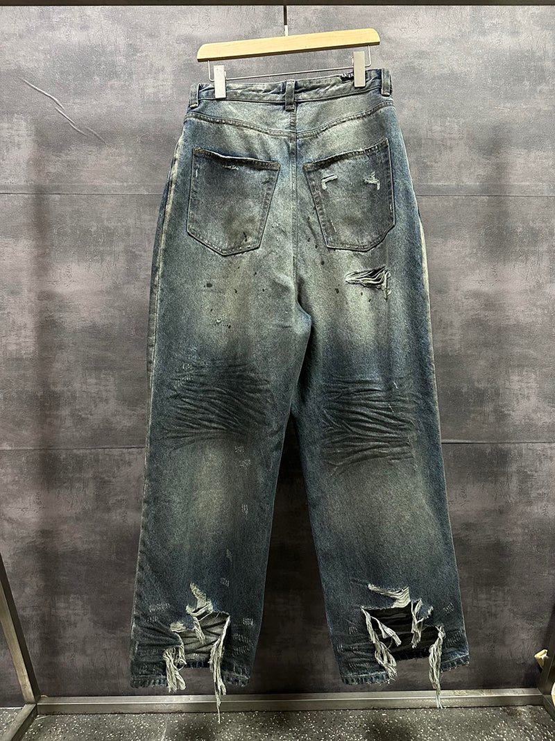 Balenciaga Mud Oil Spilled Denim Baggy Version