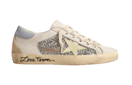 Golden Goose Bio-based Super-Star with silver glitter and yellow leather star