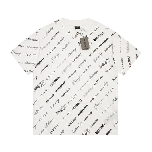 Balenciaga New All Over Print T-Shirt White