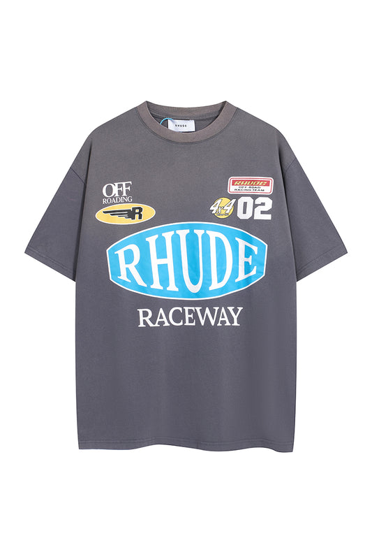 RHUDE Raceway Cotton T-Shirt Vintage Grey